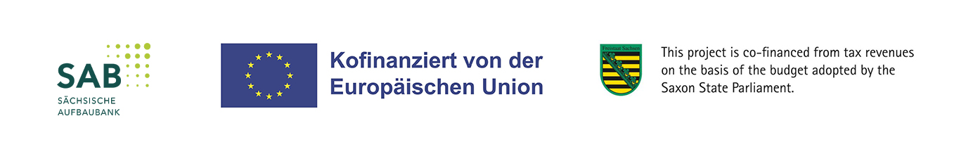 Gefördert von der Sächsischen Aufbaubank, der Europäischen Union und dem Freistaat Sachsen